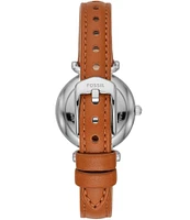 Fossil Carlie Mini Three-Hand Gold Tone Stainless Steel Leather Watch