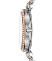 Fossil Carlie Mini Three-Hand White Mother of Pearl Dial Stainless Steel Watch