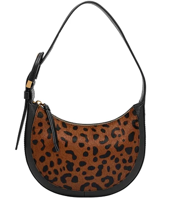 Fossil Harwell Haircalf Leather Crescent Bag