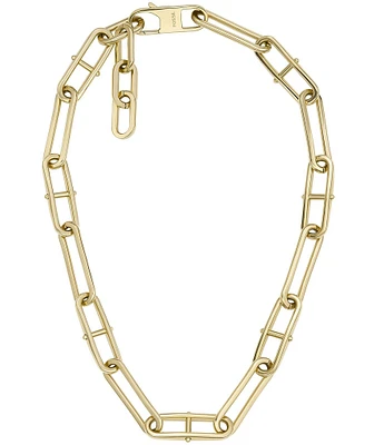 Fossil Heritage D-Link Gold-Tone Stainless Steel Chain Necklace