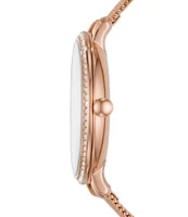 Fossil Jacqueline Three-Hand Rose Gold-Tone Mesh Stainless Steel Watch