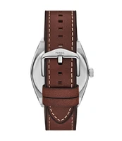 Fossil Men's Everett Three-Hand Brown Leather Strap Watch and Bracelet Set