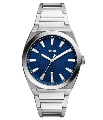 Fossil Men's Everett Three-Hand Date Stainless Steel Blue Watch