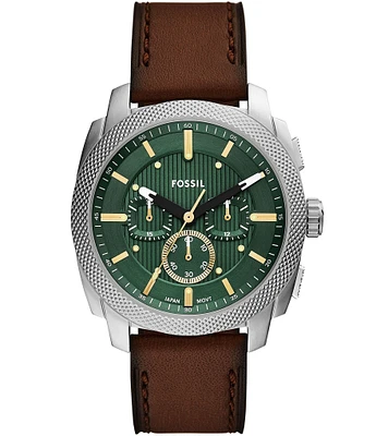 Fossil Men's Machine Quartz Chronograph Brown Leather Strap Watch