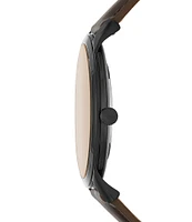 Fossil Minimalist Three-Hand Brown Leather Strap Watch