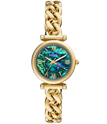 Fossil Women's Carlie Quartz Three-Hand Gold Tone Stainless Steel Bracelet Watch