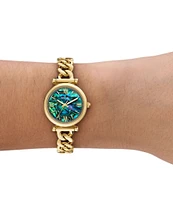 Fossil Women's Carlie Quartz Three-Hand Gold Tone Stainless Steel Bracelet Watch