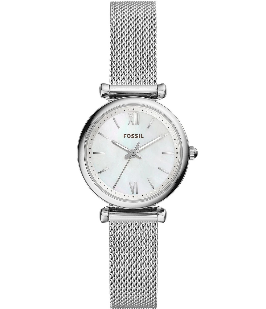 Fossil Women's Carlie Three-Hand Stainless Steel Mesh Bracelet Watch