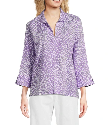 Foxcroft Agnes Linen Blend V-Neck 3/4 Sleeve Tunic