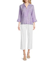 Foxcroft Agnes Linen Blend V-Neck 3/4 Sleeve Tunic