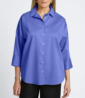 Foxcroft Avery Collared Neckline 3/4 Sleeve Tunic