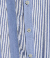 Foxcroft Boyfriend Mix Stripe Button Front Top
