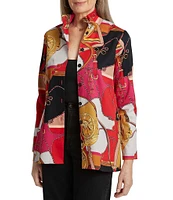 Foxcroft Carolina Print Collared Long Sleeve Jacket