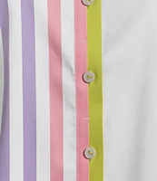 Foxcroft Charlie Point Collar 3/4 Sleeve Stretch Stripe Shirt