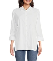 Foxcroft Evelyn Point Collar Ruched 3/4 Sleeve Tunic