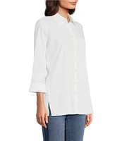 Foxcroft Evelyn Point Collar Ruched 3/4 Sleeve Tunic