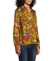 Foxcroft Frankie Floral V-Neck Long Sleeve Top