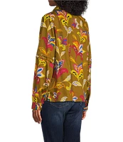 Foxcroft Frankie Floral V-Neck Long Sleeve Top