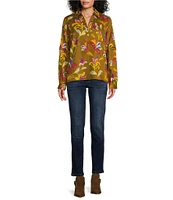 Foxcroft Frankie Floral V-Neck Long Sleeve Top