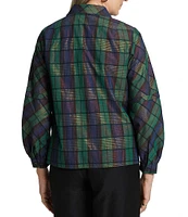 Foxcroft Frankie Plaid Y-Neck Long Sleeve Button Up Shirt