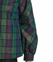 Foxcroft Frankie Plaid Y-Neck Long Sleeve Button Up Shirt