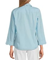Foxcroft Gwen Point Collar 3/4 Sleeve Soft Cotton Shirt