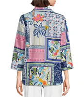Foxcroft Julia Y-Neck 3/4 Sleeve Soft Cotton Print Tunic