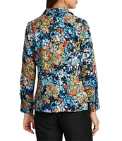 Foxcroft Katie Floral Print Wing Collar Long Sleeve Top