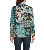 Foxcroft Kylie Patchwork Print Collared Neckline Long Sleeve Blouse