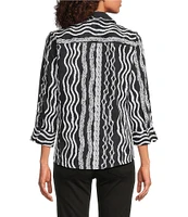 Foxcroft Paityn Cotton Sateen Braided Belt Wrinkle Free Point Collar 3/4 Sleeve Button Front Shirt
