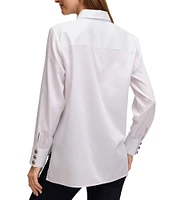 Foxcroft Pearl Stretch Woven Collared Long Sleeve Button Down Top