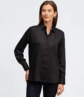 Foxcroft Pearl Stretch Woven Collared Long Sleeve Button Down Top