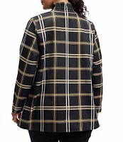 Foxcroft Plus Size Carolina Plaid Collar Long Sleeve Button Up Shirt Jacket