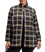 Foxcroft Plus Size Carolina Plaid Collar Long Sleeve Button Up Shirt Jacket