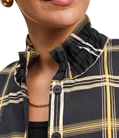 Foxcroft Plus Size Carolina Plaid Collar Long Sleeve Button Up Shirt Jacket