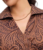 Foxcroft Plus Size Salina Jacquard Paisley Wing Collar Long Sleeve Wrap Shirt