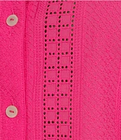 Foxcroft Plus Size Zoey Cotton Eyelet Long Sleeve Button Front Shirt
