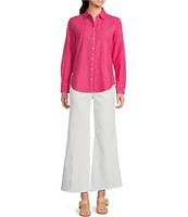 Foxcroft Zoey Point Collar Long Sleeve Soft Cotton Shirt