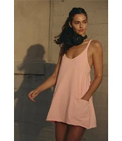FP Movement Hot Shot V-Neck Sleeveless Patch Pocket Mini Dress
