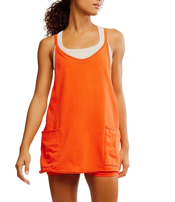 FP Movement Hot Shot V-Neck Sleeveless Patch Pocket Mini Dress