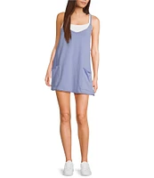 FP Movement Hot Shot V-Neck Sleeveless Patch Pocket Mini Dress