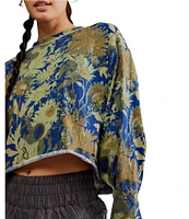 FP Movement Inspire Floral Printed Crew Neck Long Sleeve Boxy Layer Logo Top
