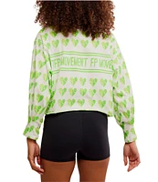 FP Movement Inspire Printed Crew Neck Long Sleeve Boxy Layer Logo Top