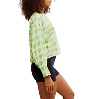 FP Movement Inspire Printed Crew Neck Long Sleeve Boxy Layer Logo Top