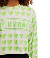 FP Movement Inspire Printed Crew Neck Long Sleeve Boxy Layer Logo Top