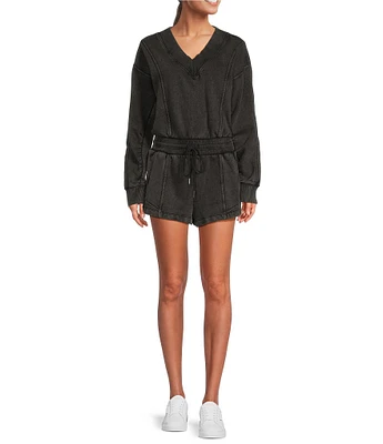 FP Movement Intercept V-Neckline Long Sleeve Drawstring Waist Romper