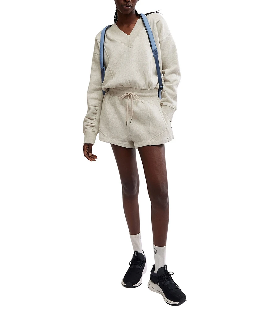 FP Movement Intercept V-Neckline Long Sleeve Drawstring Waist Romper