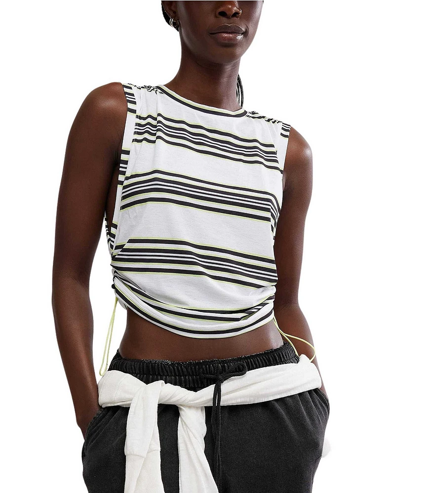 FP Movement Sport Mode Crew Neck Sleeveless Muscle Stripe Print Muscle Tee