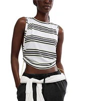 FP Movement Sport Mode Crew Neck Sleeveless Muscle Stripe Print Muscle Tee