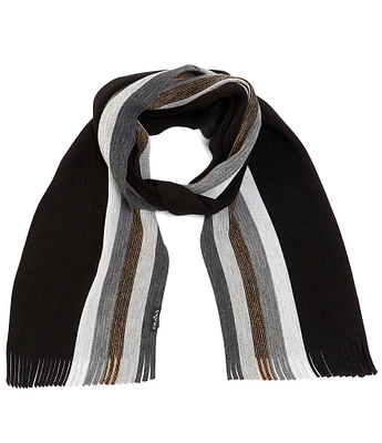 Fraas Asymetrical Stripe Fringe Cut Scarf